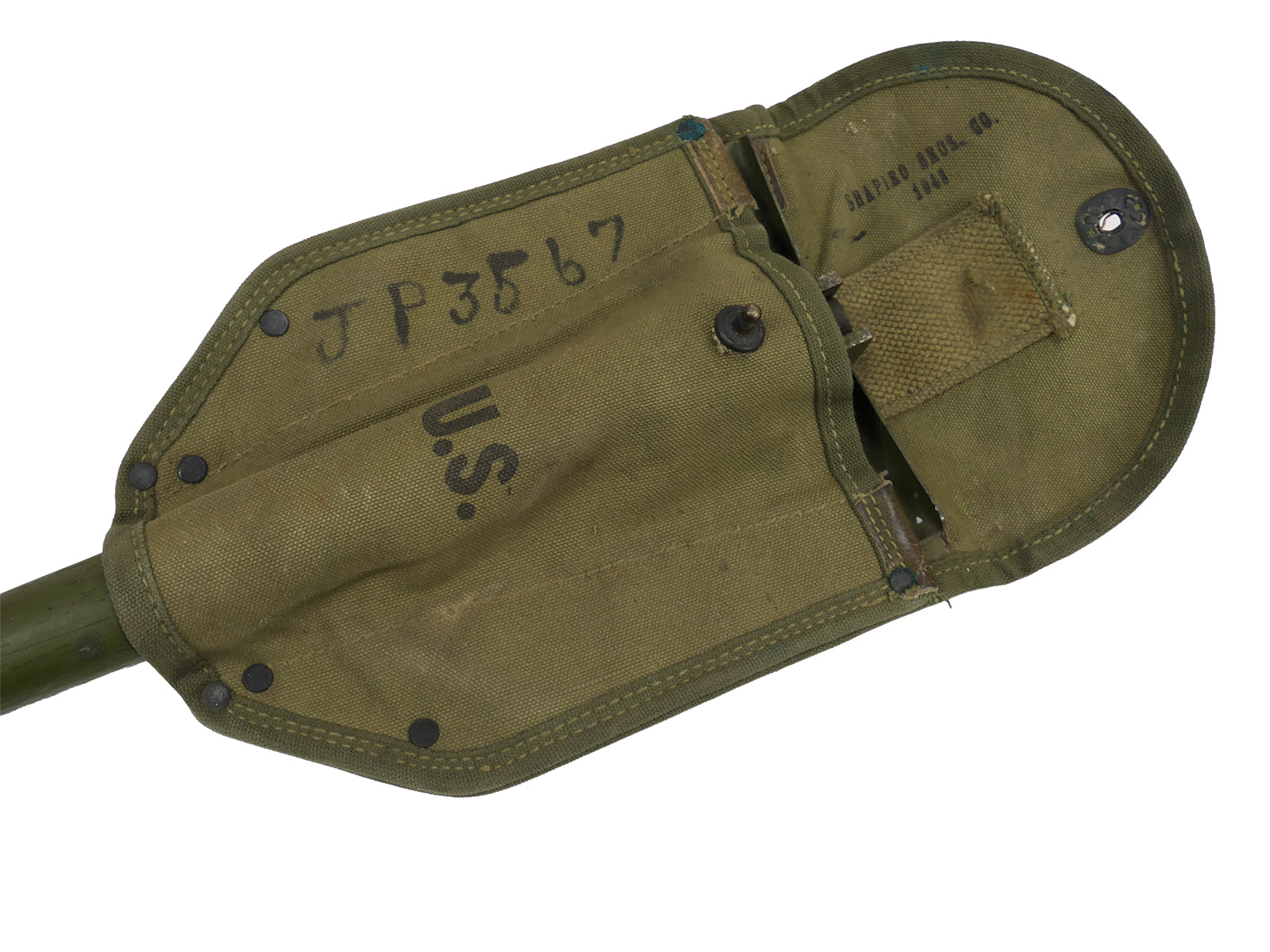 ORIGINAL US ARMY WW2 Folding Spade with Pouch – Entrenching Tool Collection – BATTLE WORN