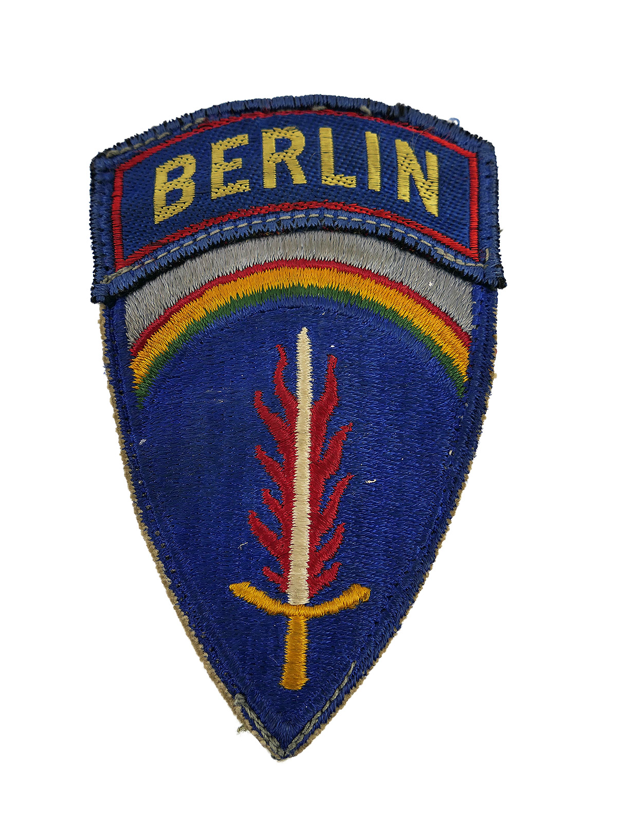 RARE US ARMY Berlin Brigade Patch, embroidered, original insignia from WW2 / 2-piece, with "Berlin" woven and sewn on