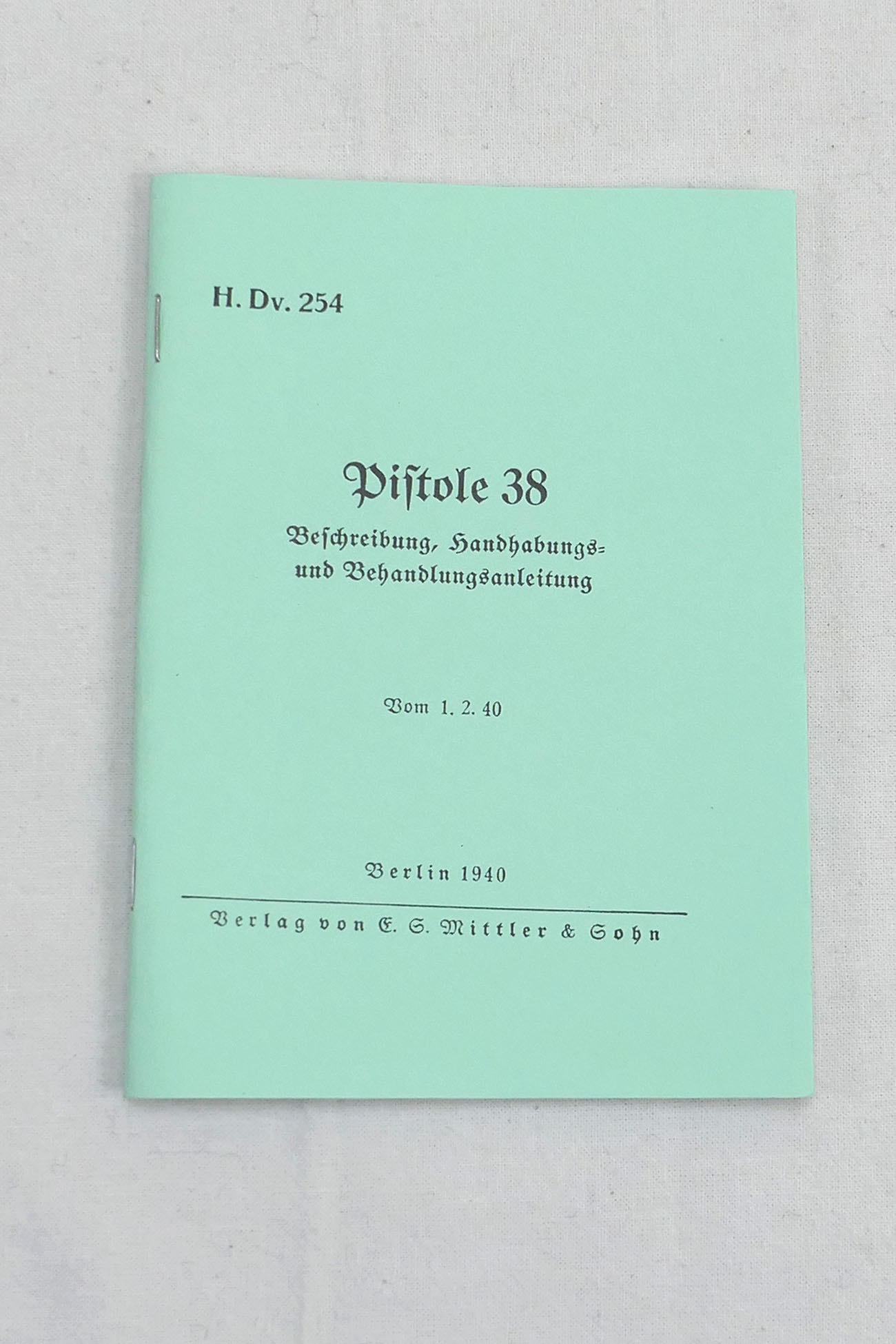Description Handling and treatment instructions - Pistol 38 - Booklet Brochure