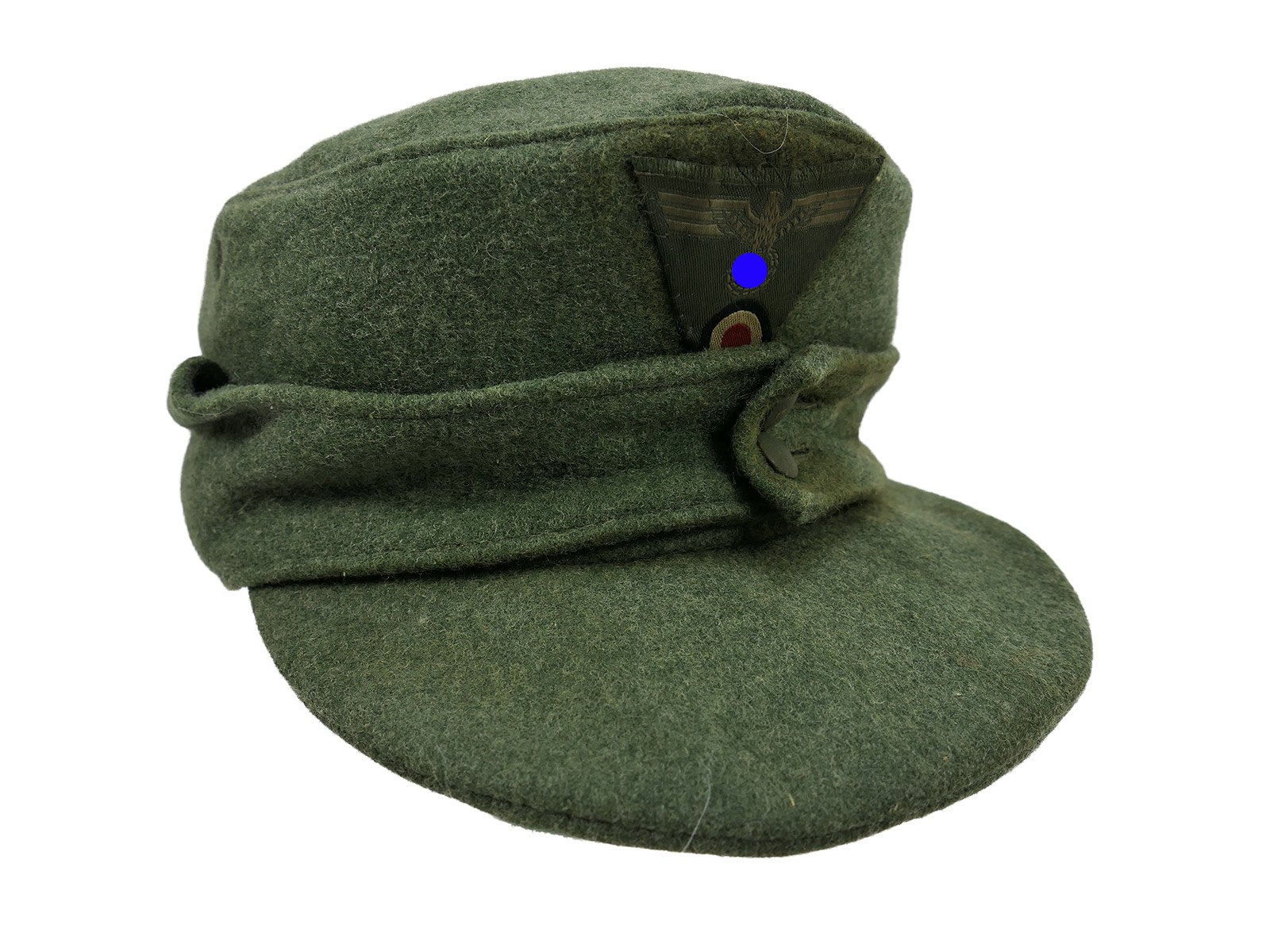 Wehrmacht M43 field cap M1943 with trapezoidal detailing, cap eagle, size 58, BATTLE WORN