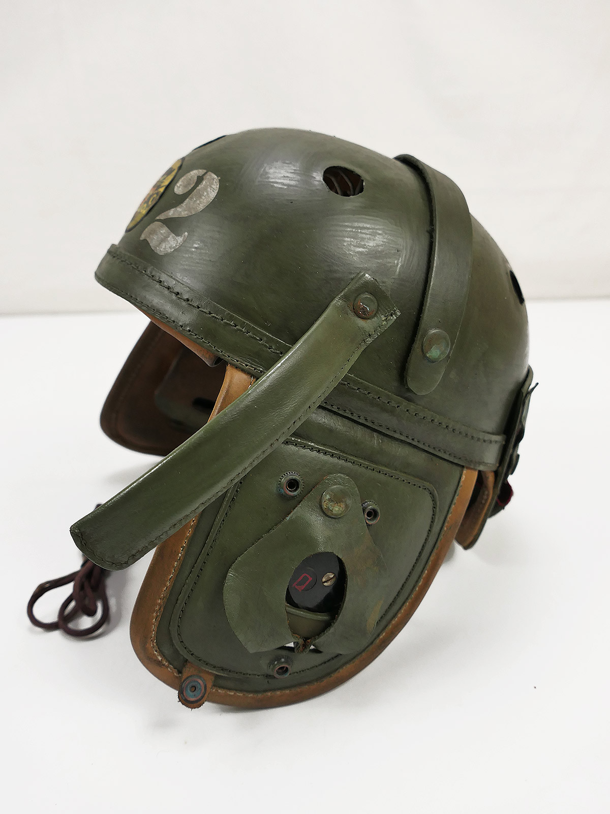 SINGLE PIECE US WW2 602nd Tank Destroyer HELLCAT tank helmet Tanker helmet M-1938 + headphones