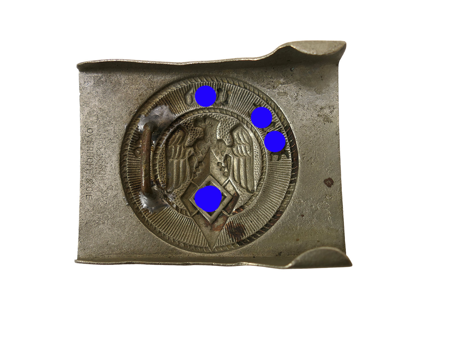 One-off HJ (Hitler Youth) belt buckle by Overhoff *damaged* COLLECTION