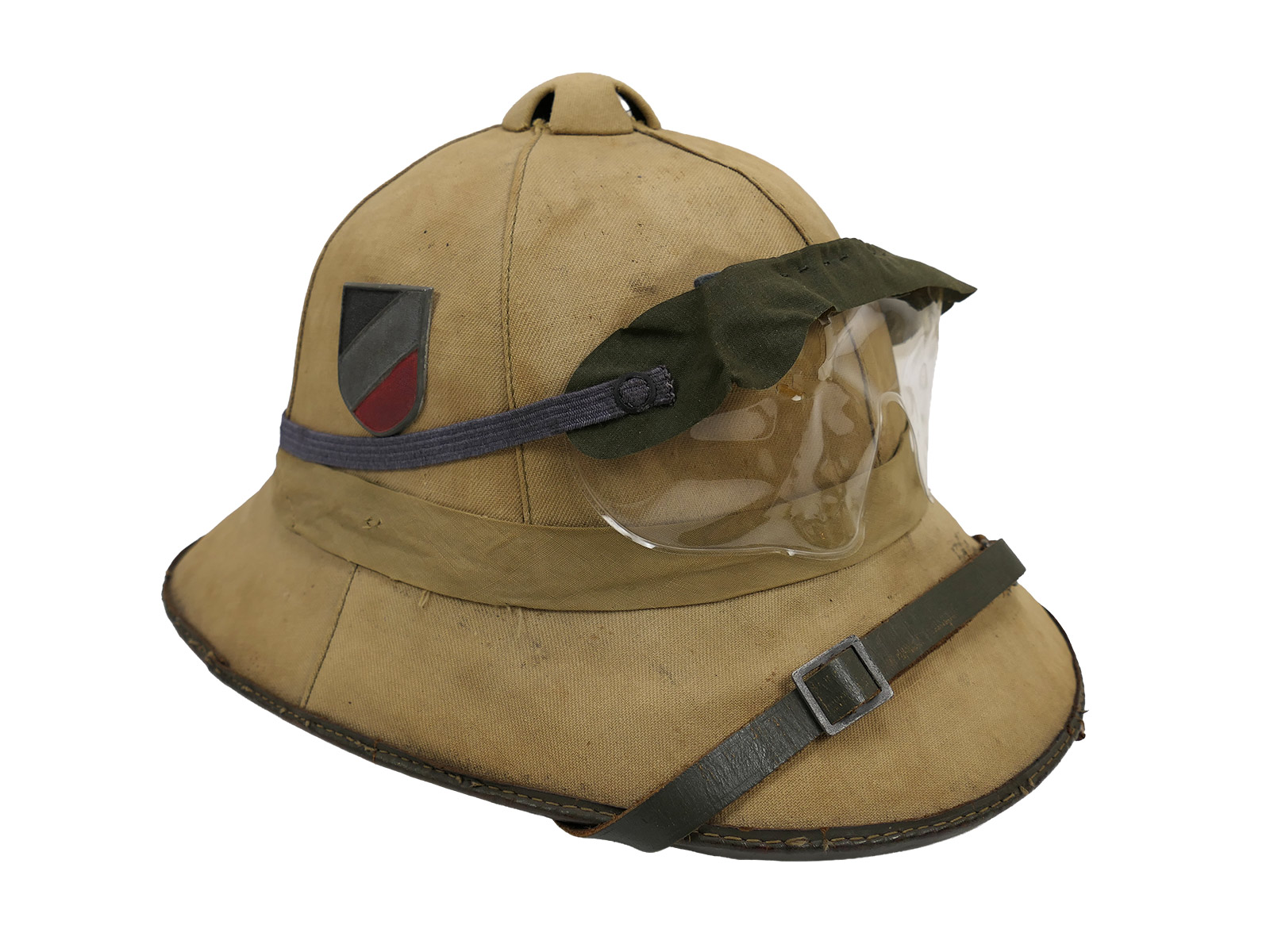 Original tropical helmet, Afrikakorps, Carl Halfar, Wehrmacht, DAK, with dust goggles – COLLECTION