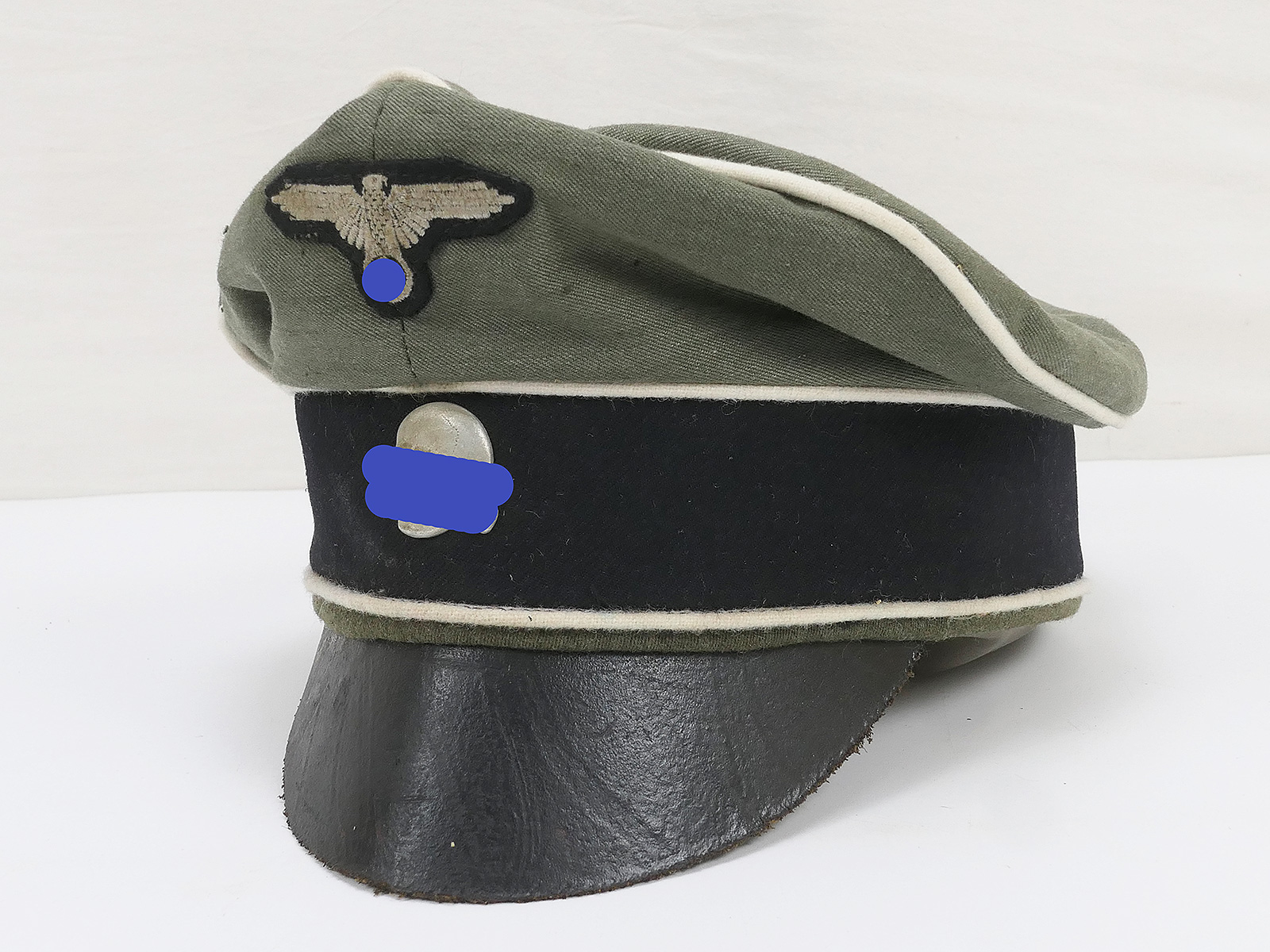 Weapons SS Visor Cap Infantry Crusher Cap Old Style Gr.58/59 from museum liquidation