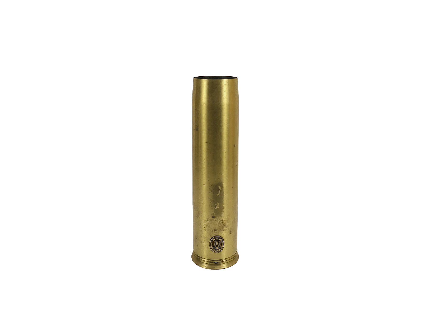 Original ammunition case 105mm brass case cartridge armoured reservist gift with Bundeswehr performance badge