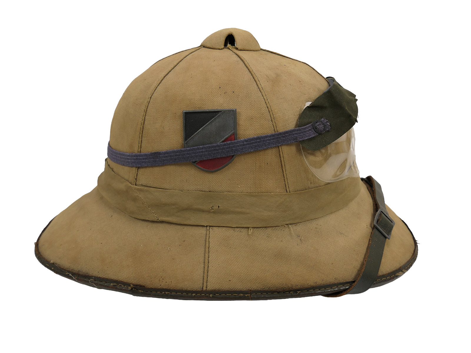 Original tropical helmet, Afrikakorps, Carl Halfar, Wehrmacht, DAK, with dust goggles – COLLECTION