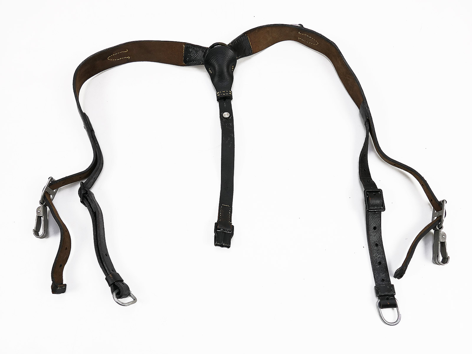 Wehrmacht Y-strap leather belt harness COLLECTION BATTLE WORN