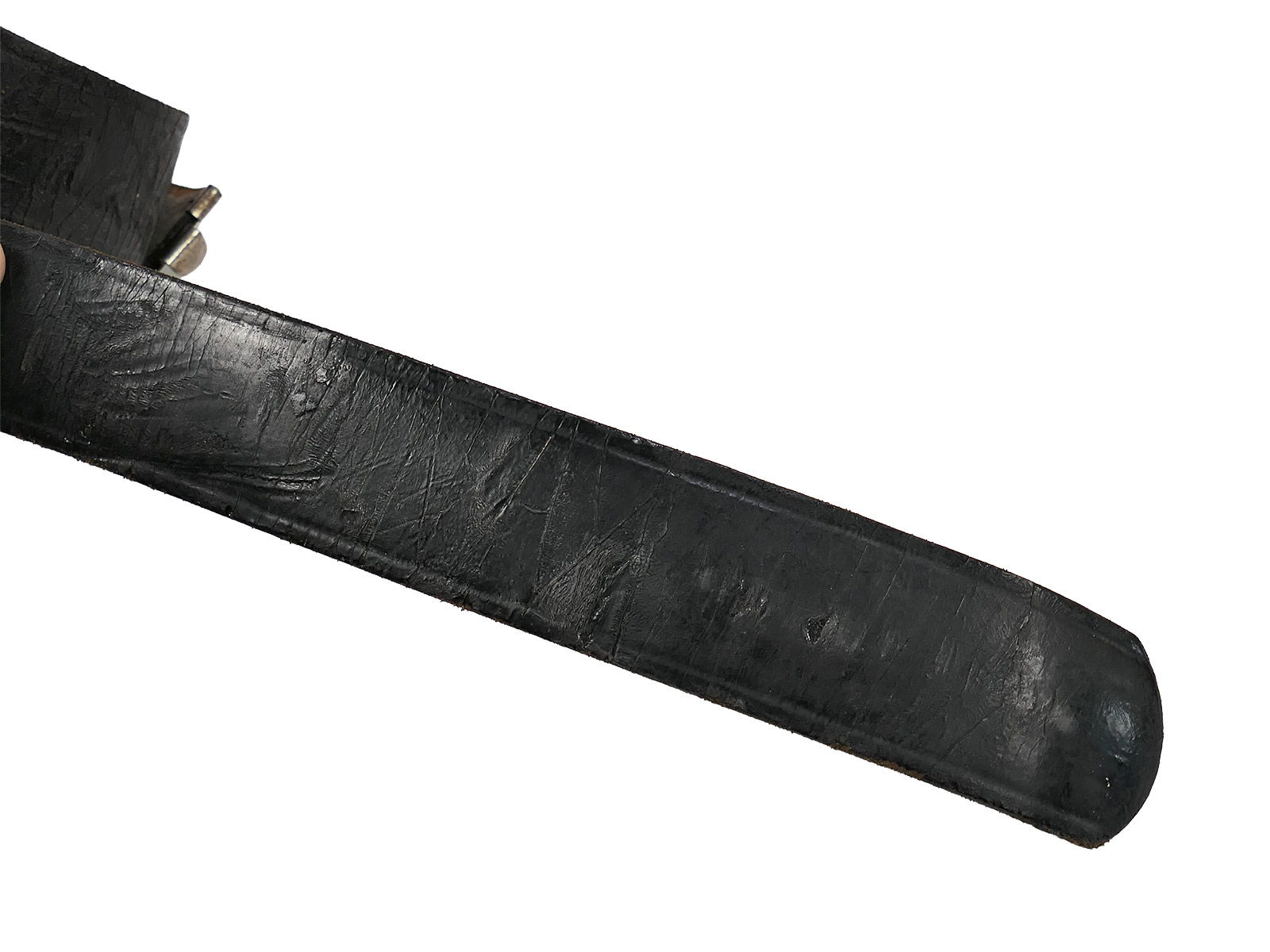 Original patent leather Wehrmacht belt, total length 98 cm, COLLECTION BATTLE WORN