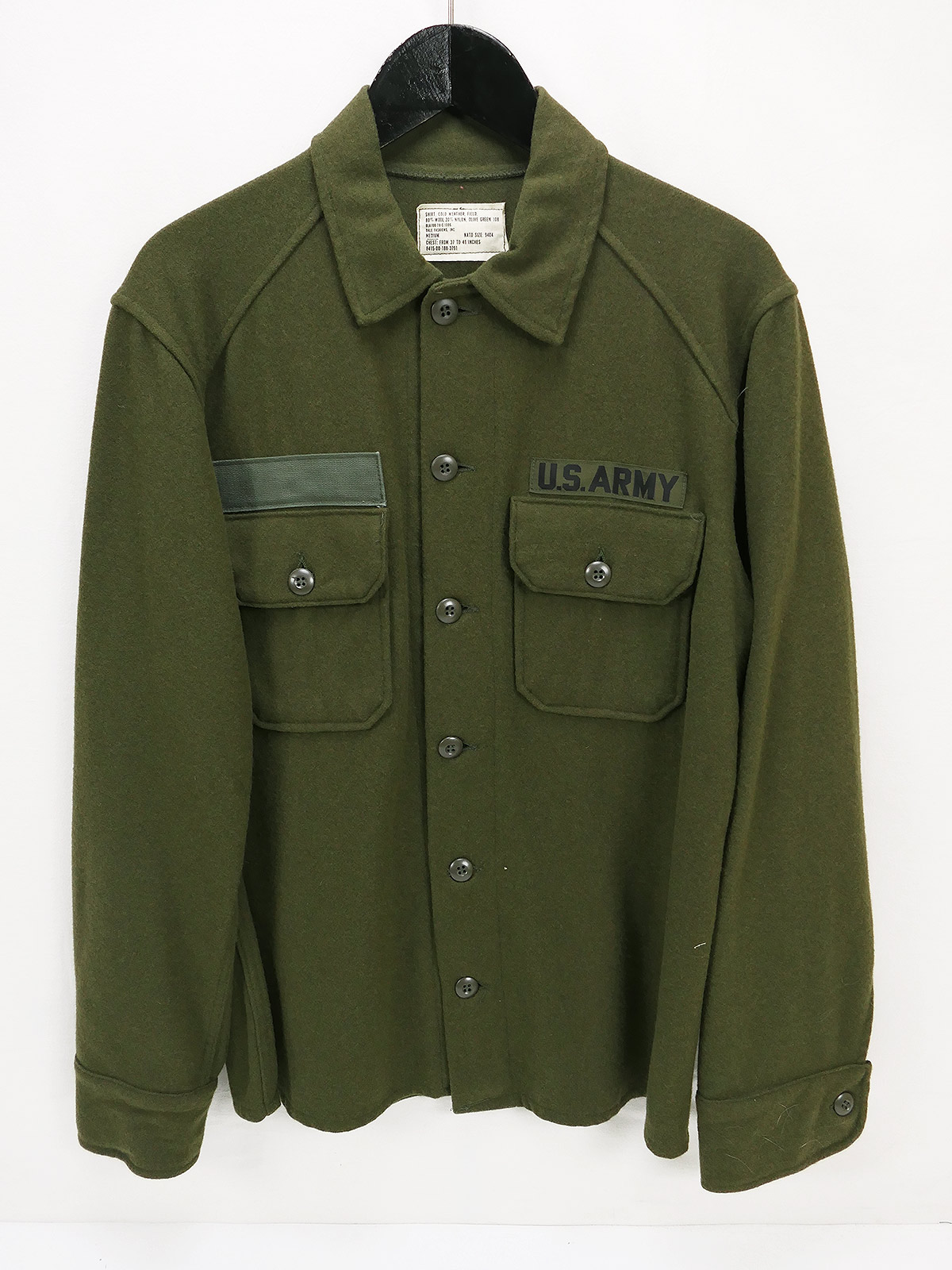 US Army Vintage Shirt Cold Weather Field Wool Field Shirt long sleeve olive 1978 - Medium TOP !