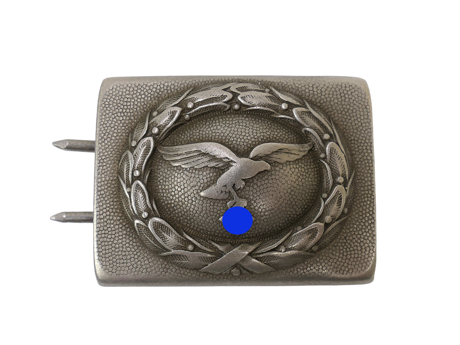 Luftwaffe aluminium belt buckle, heavily worn, C.T.D. paratrooper
