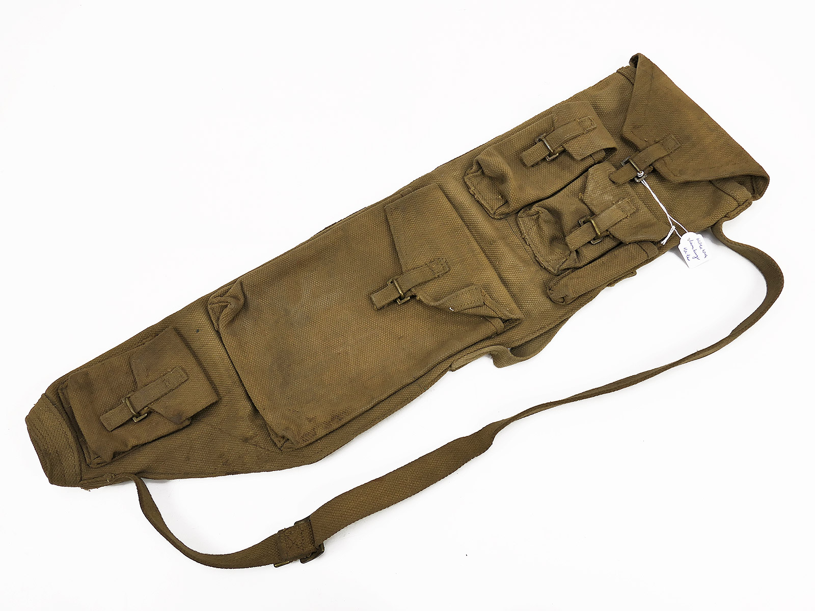 Original British Army Bren MG Spare Barrel Pouch – COLLECTION, BATTLE-WORN
