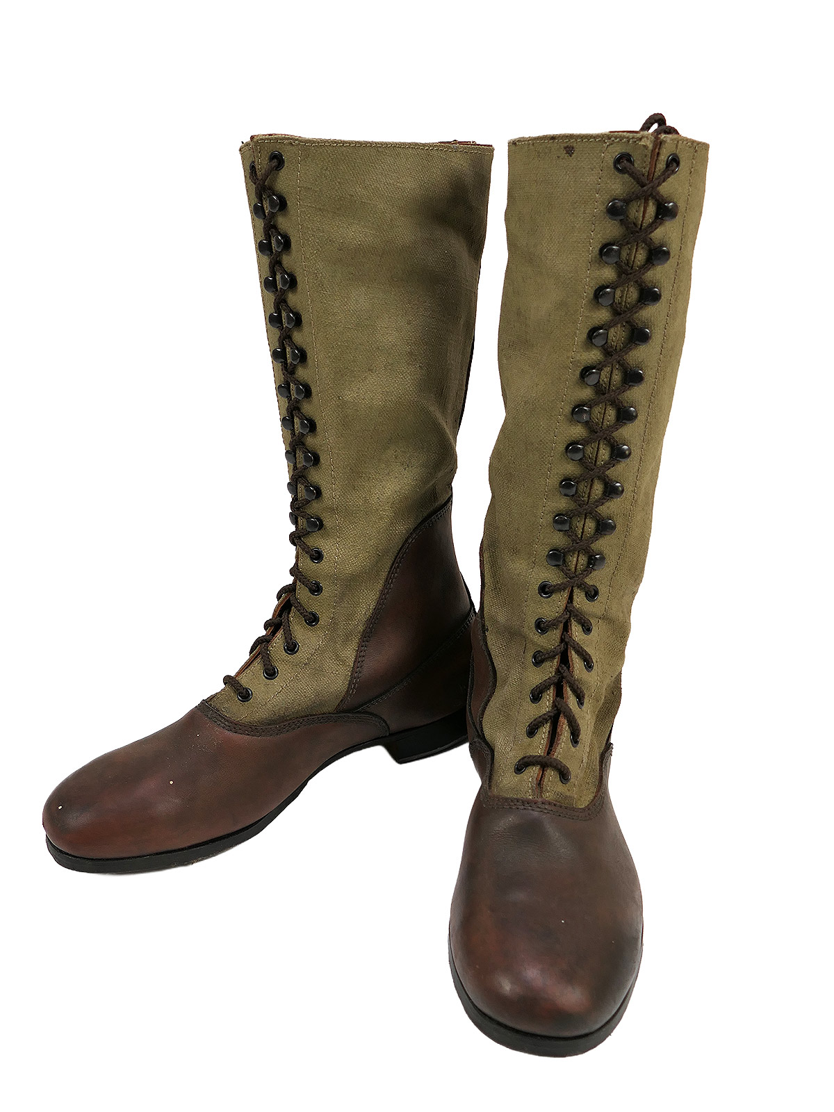 Single pair – Wehrmacht DAK high-top tropical boots, Afrika Korps boots, size 46, COLLECTION BATTLE WORN