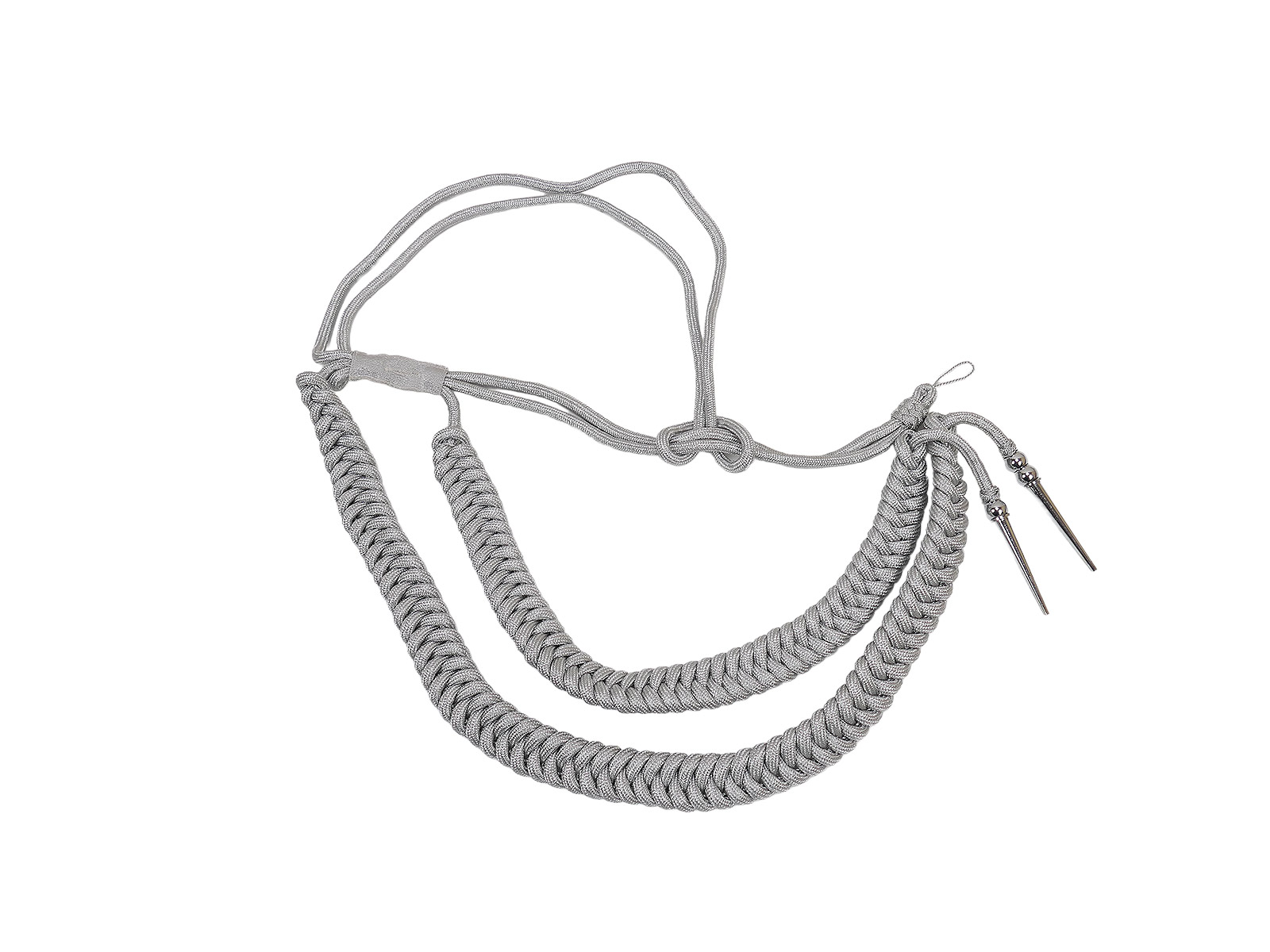 Wehrmacht parade lanyard monkey swing adjutant lanyard - DOUBLE uniform silver/ aluminium 