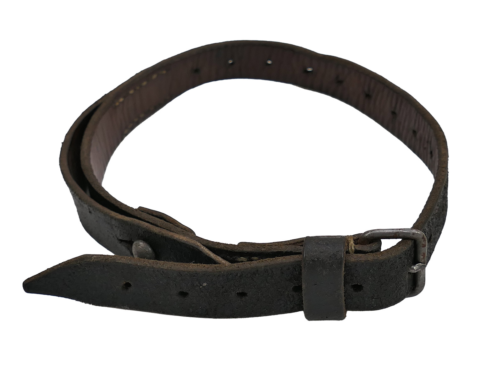 #2/ Wehrmacht knapsack strap, leather strap, tent canvas, dated 1943, COLLECTION, BATTLE-WORN