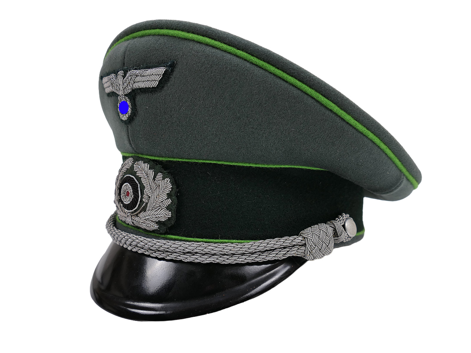 Wehrmacht peaked cap, officer’s, Panzergrenadier, size 58, premium museum-quality reproduction with original embroidered details, COLLECTION