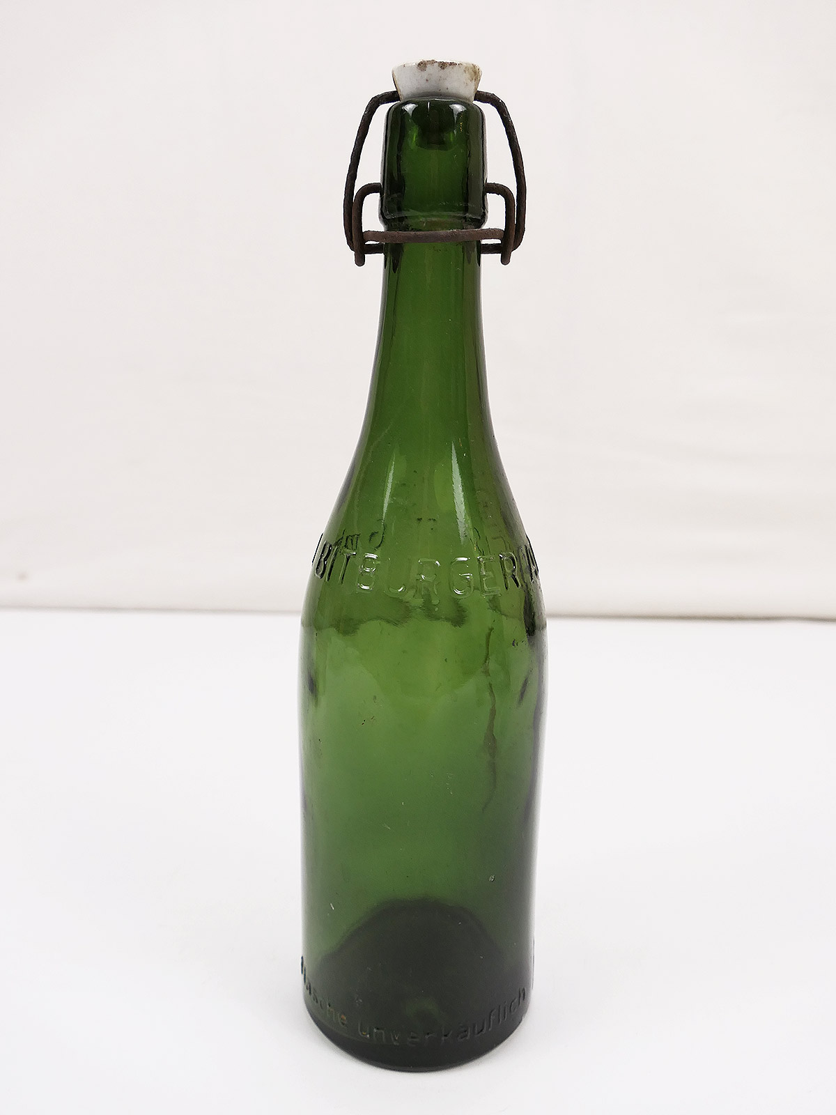 Antique glass bottle Bitburger apple juice bottle glass with swing top bottle Unsaleable