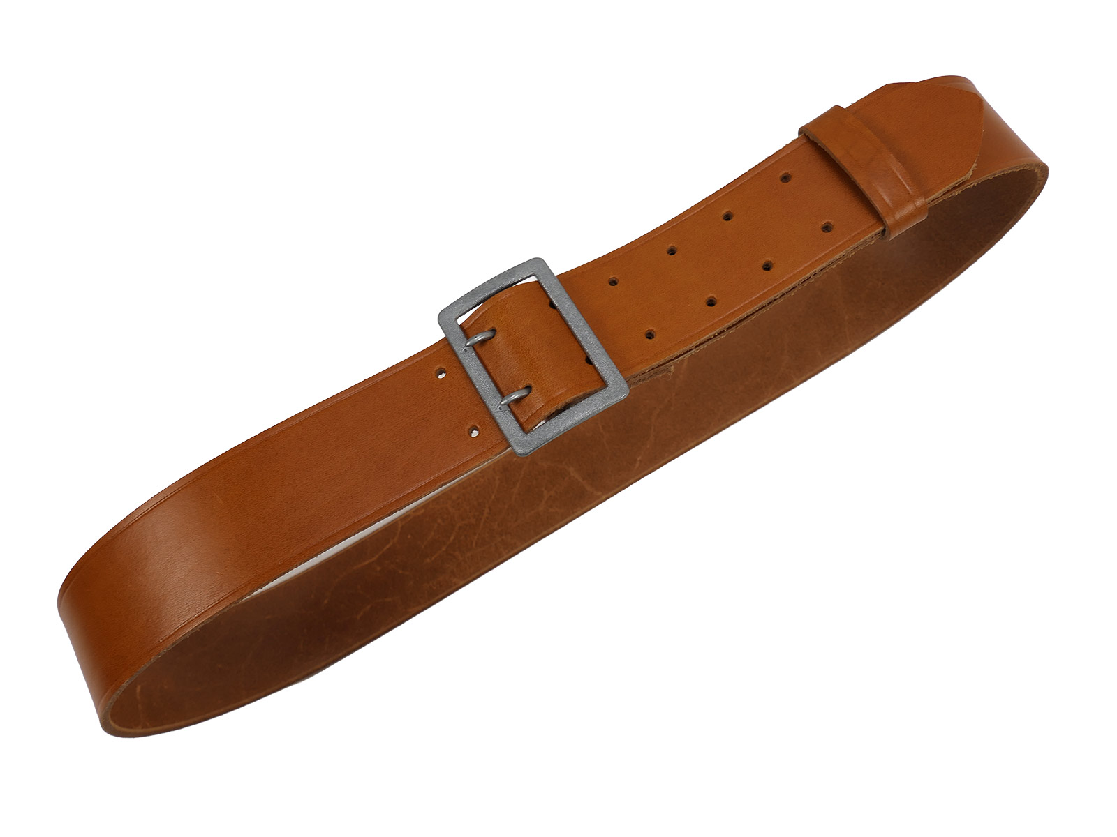 Officer’s double-pronged belt, brown, 50 mm, leather belt, brown, total length 125 cm, COLLECTION