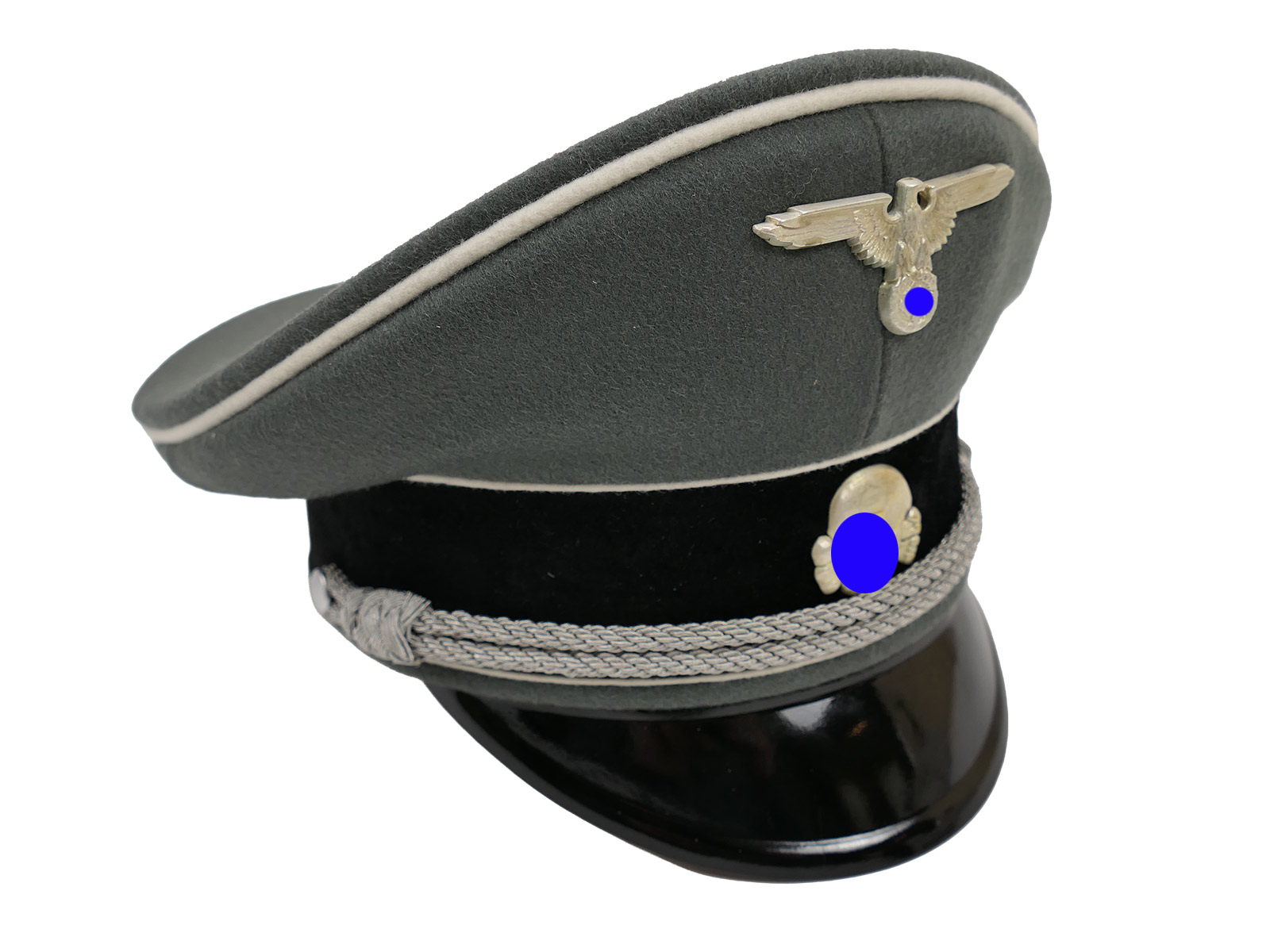 Waffen SS peaked cap, officer’s, size 58 – top-quality museum-grade reproduction with metal detailing