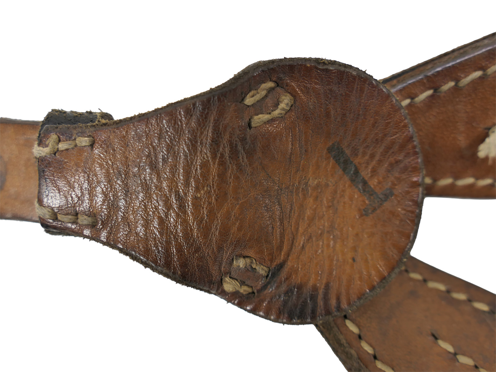 One-off item – Original Wehrmacht Y-strap leather belt carrier by Franz Brehme, 1942. Top condition!  COLLECTION