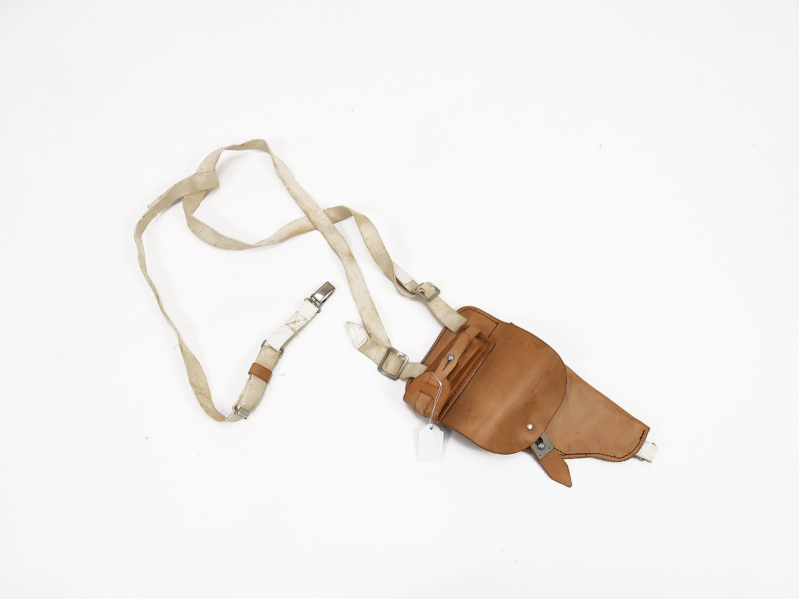 Original NVA M74 shoulder holster for the GDR military service pistol, made of leather with a shoulder carrying system
