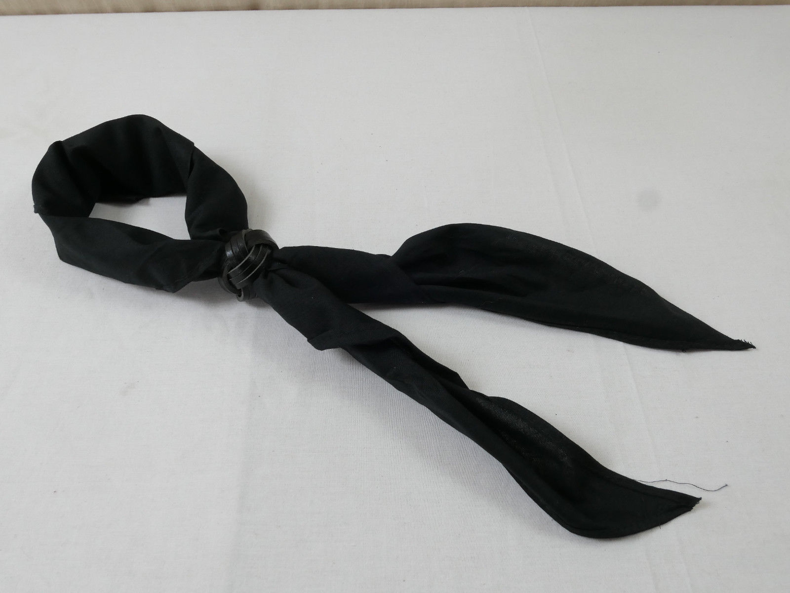 youth pimp black scarf with leather knots / scarf knots