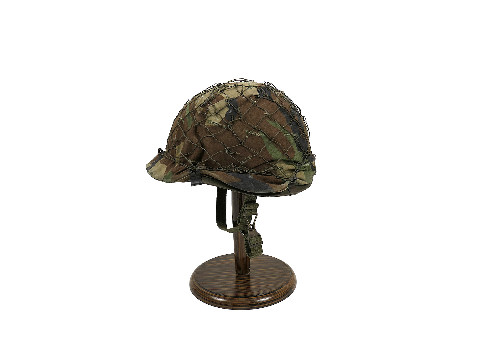 Original Bundeswehr helmet, old style, 1980s, steel helmet, size 55–57, with helmet net and camouflage cover