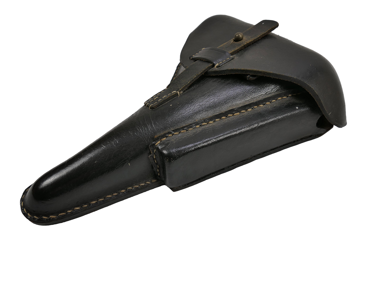 One-off item – P08 POLICE holster, leather holster with P08 key, pistol pouch, BATTLE WORN