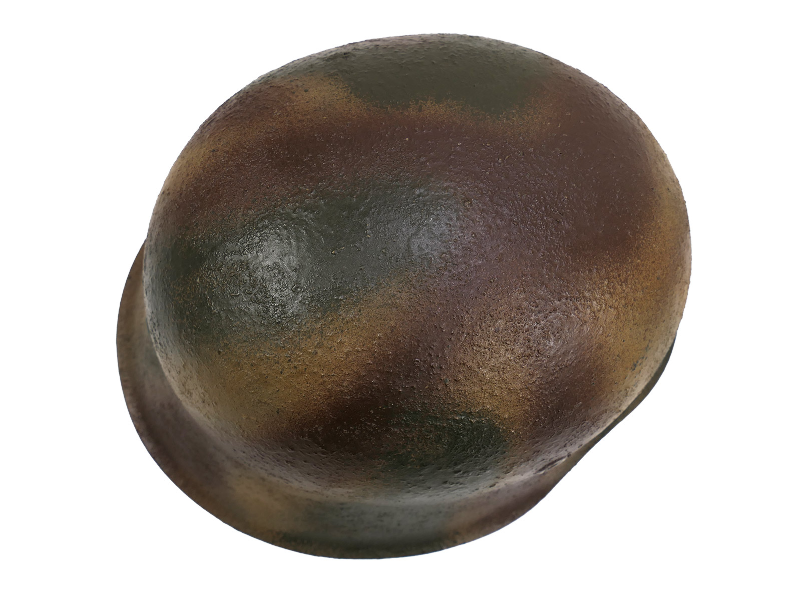 Wehrmacht M42 NS66 camouflage steel helmet with helmet lining, size 59, Normandy camouflage helmet, BATTLE WORN