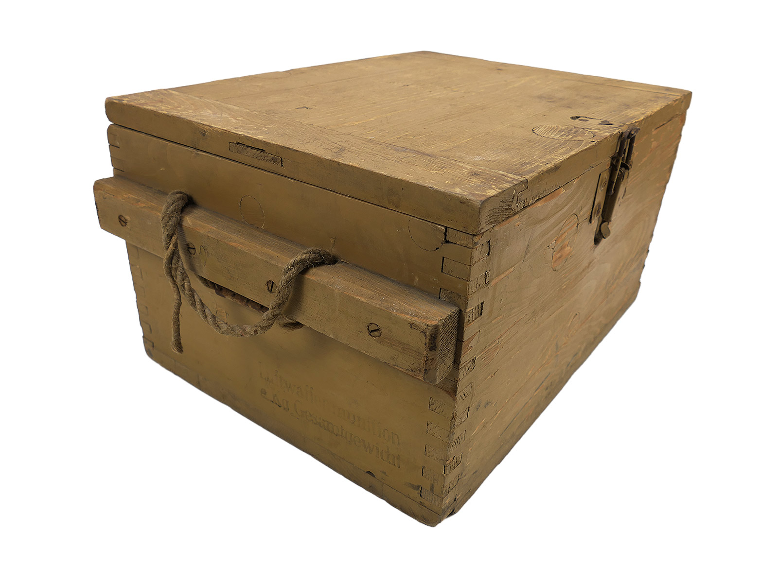 Luftwaffe ammunition box, wooden box, Luftwaffe ammunition box from 1943 onwards, original colour
