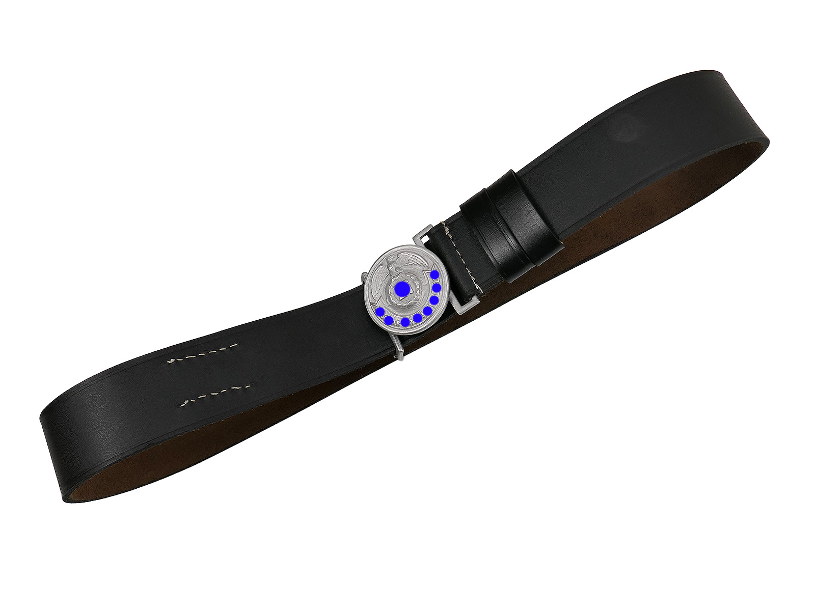 Waffen-SS Führer belt with belt buckle, 100 cm long, leather belt, officer’s Führer belt buckle, COLLECTION