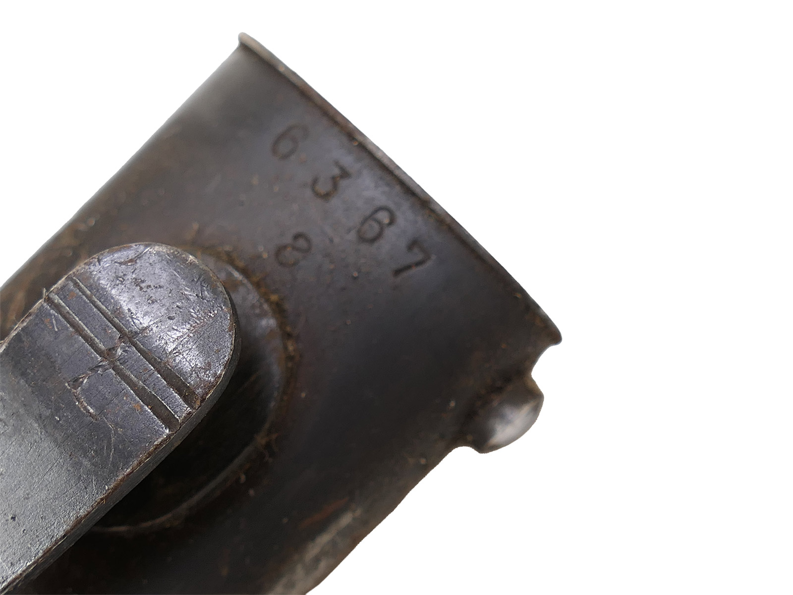 Wehrmacht M84/98 bayonet by Jos Corts, 1940 K98 carbine / fixed bayonet with scabbard, BATTLE-WORN