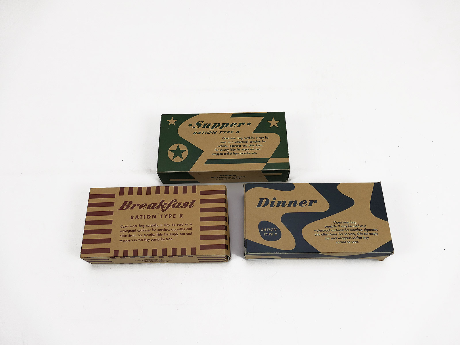 US ARMY WW2 Rations Type K Breakfast Supper Dinner Rations Box Carton Rations individual Ration