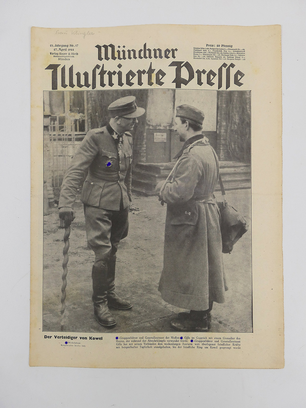Munich Magazine Illustrated Press Newspaper JG21/No.17 Issue 27.April 1944