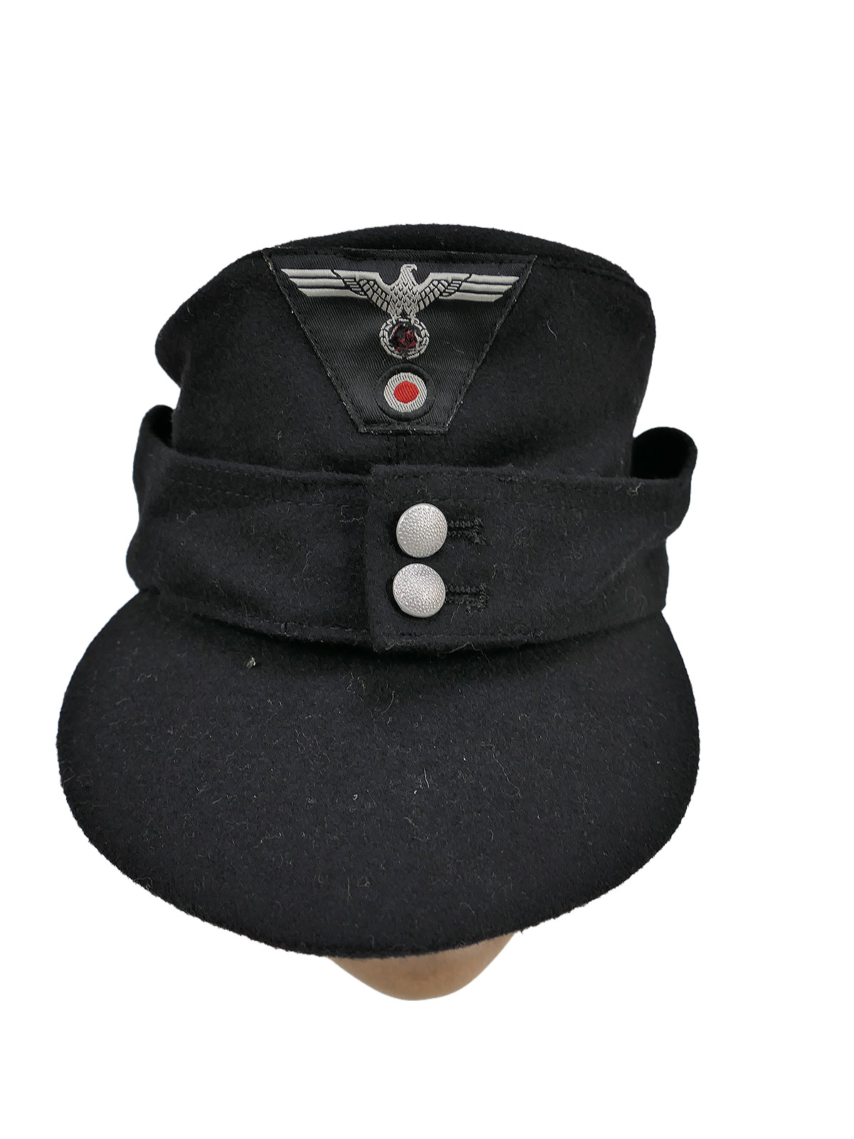 Wehrmacht M43 tank cap, M1943 field cap with trapezium-shaped insignia and cap eagle, size 57, denazified