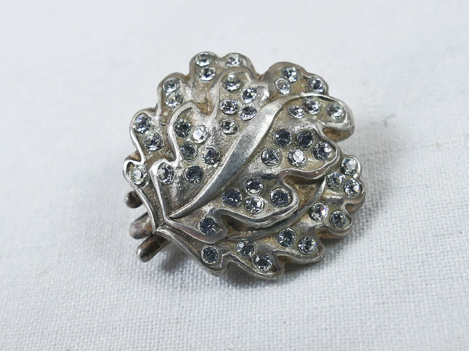 SINGLE Piece Oak Leaves 800 Silver w. Diamonds L21 Knight's Cross Iron Cross
