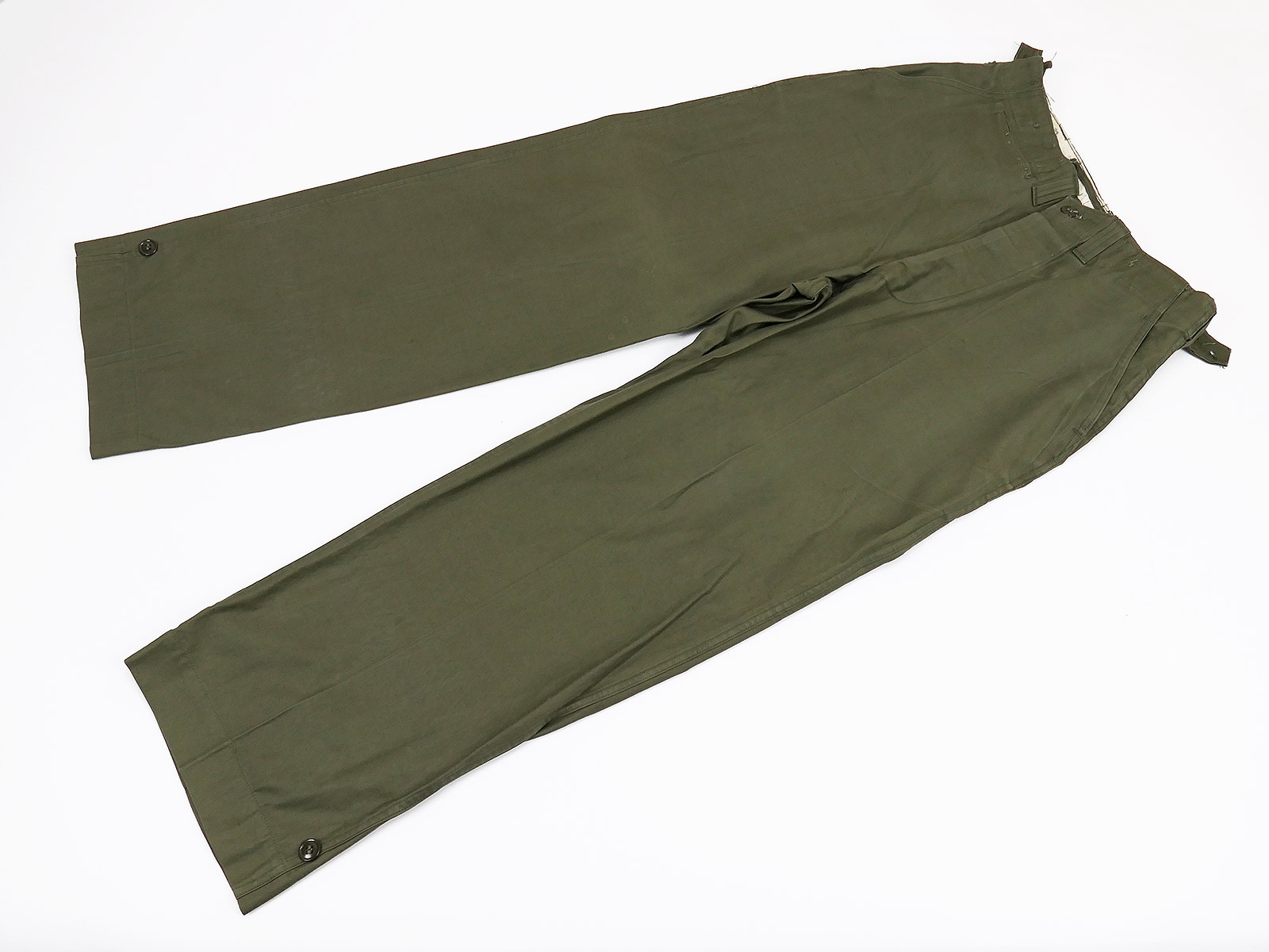 Single piece - Original US ARMY WW2 M1943 Field Trousers M43 Field Trousers OD with measurements (S)