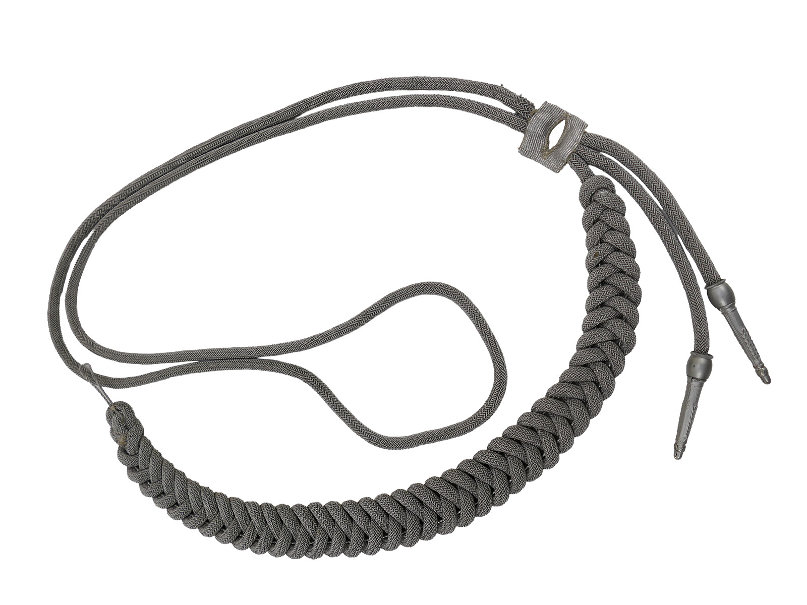 One-off item – Wehrmacht officer’s parade lanyard, ‘monkey swing’ adjutant’s lanyard – COLLECTION BATTLE WORN