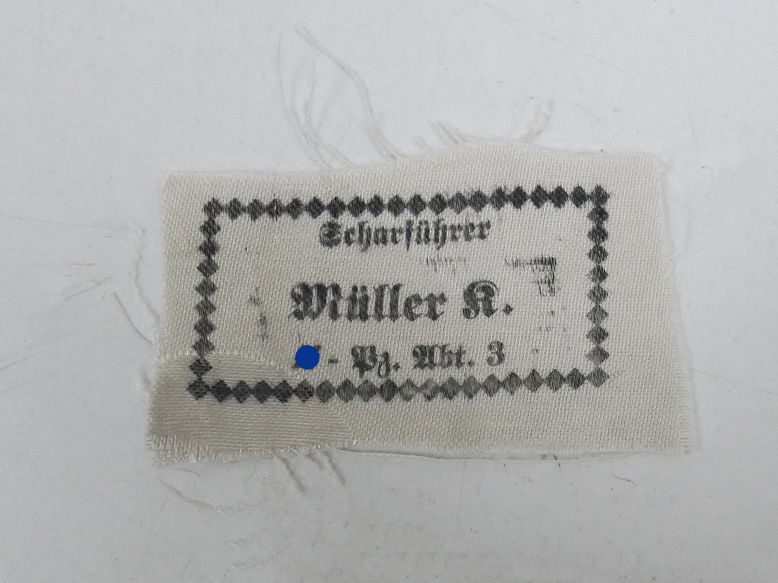P1302655 Waffen SS uniform / caps label "MÜLLER" name label underwear equipment