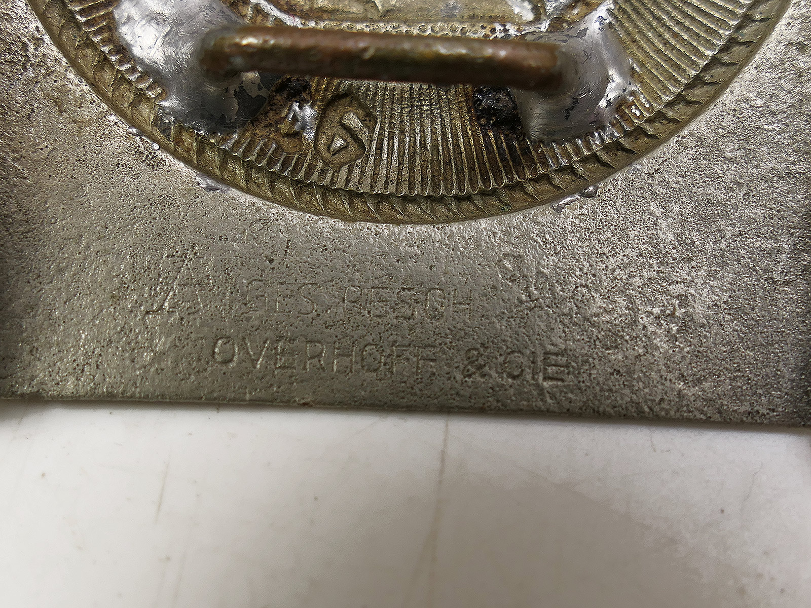 One-off HJ (Hitler Youth) belt buckle by Overhoff *damaged* COLLECTION