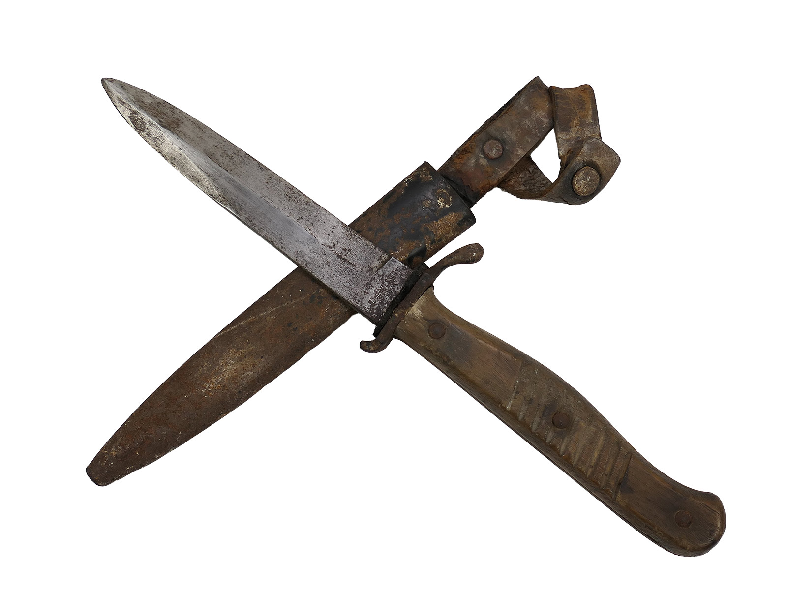 WK1 trench dagger with ERN mark, Rhineland razor factory, COLLECTION BATTLE WORN