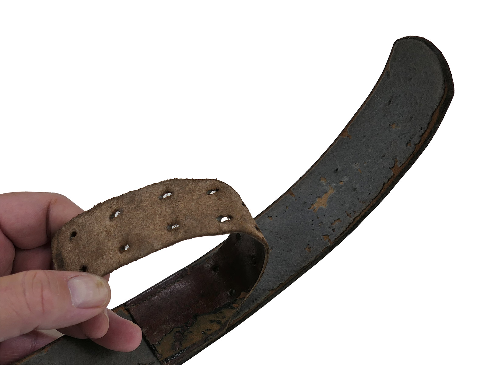 Original patent leather Wehrmacht belt, total length 98 cm, COLLECTION BATTLE WORN