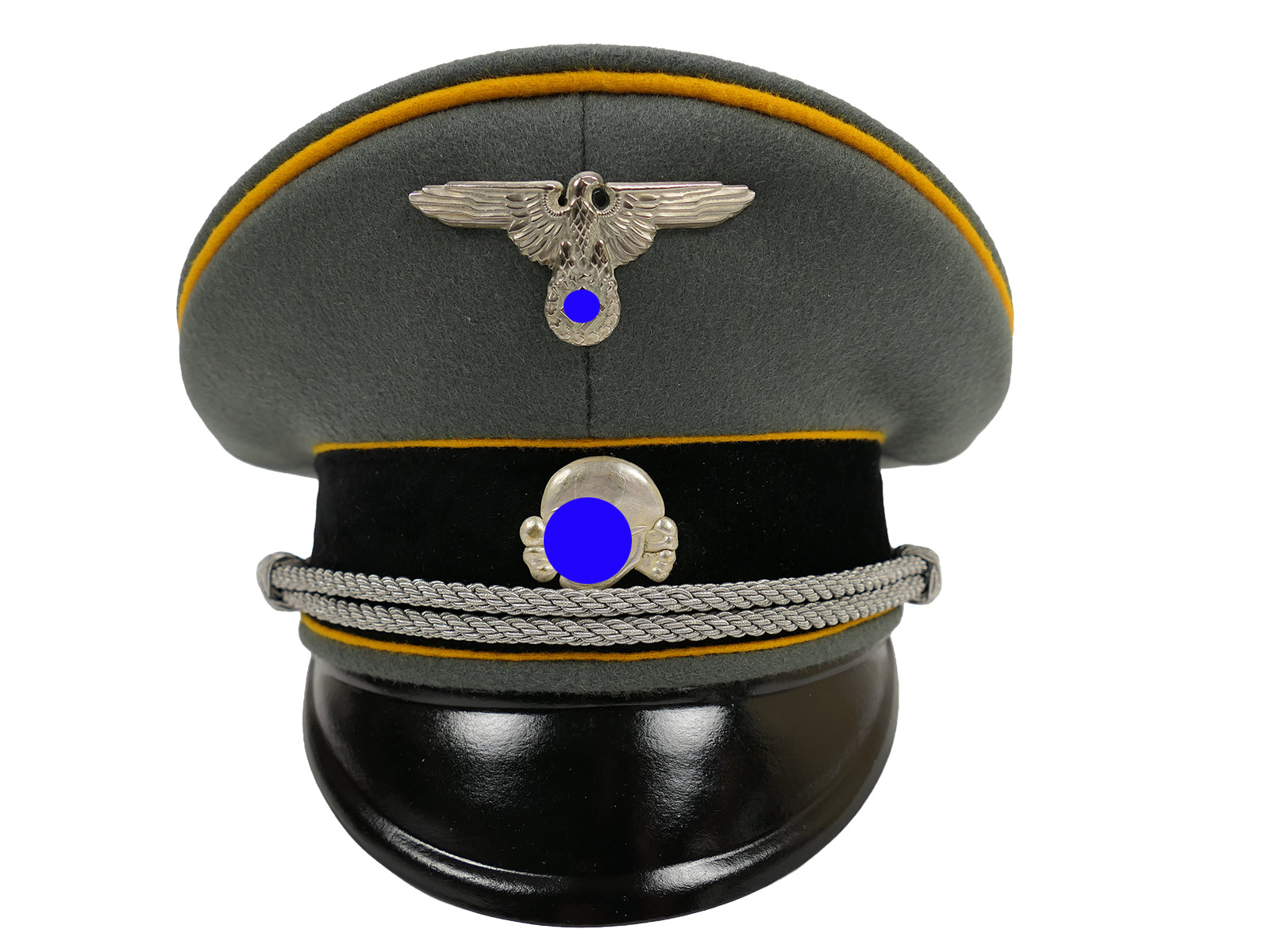 Waffen SS peaked cap, officer’s, cavalry, size 58 – top-quality museum-grade reproduction with metal detailing