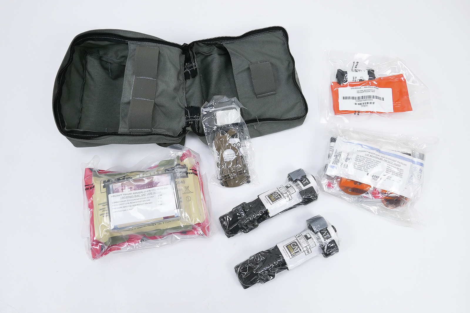 USAF JOINT FIRST AID KIT MEDIC IFAK Emergency 2x Cat Tourniquet 2x Quikclot Combat Gaze