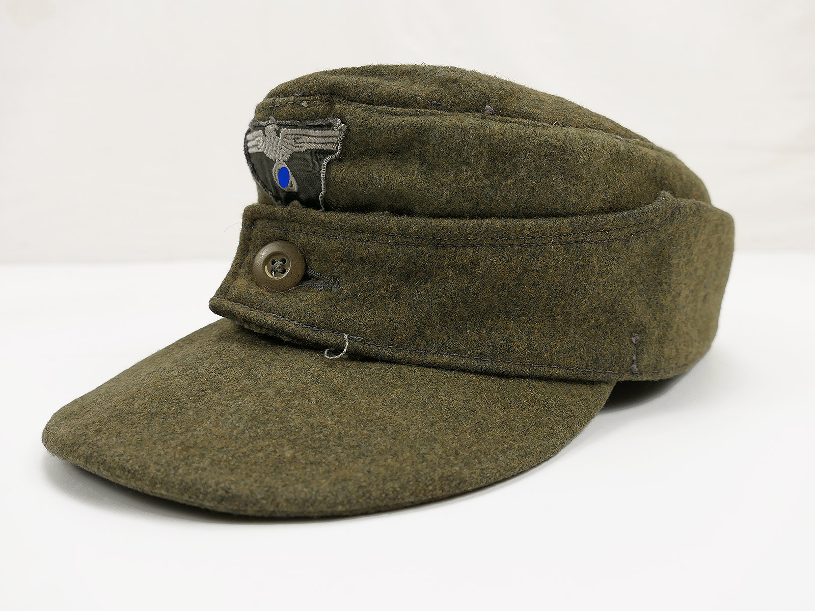 Wehrmacht M43 single button field cap Original woollen cloth with trapeze effects Baschlik cap RBNr.