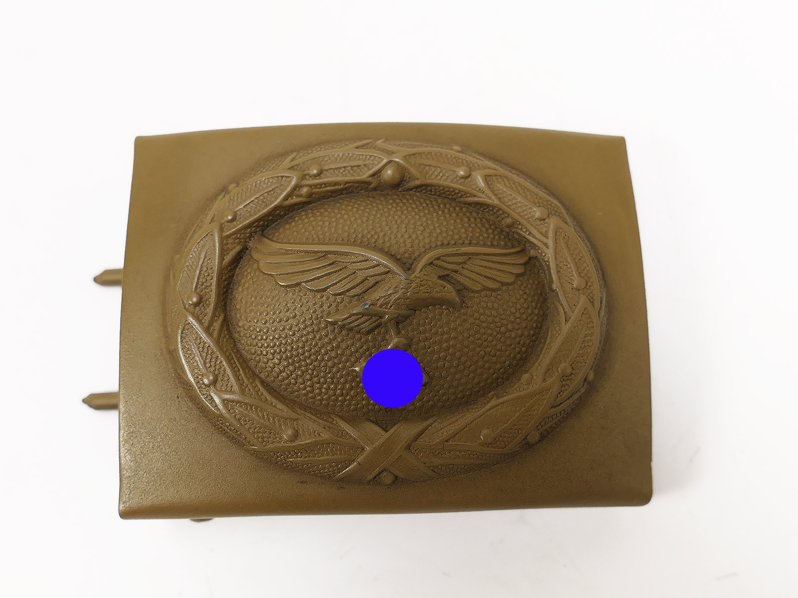 Wehrmacht Luftwaffe belt buckle, steel, tropical, J.F.S., green-brown, antique finish, paratrooper
