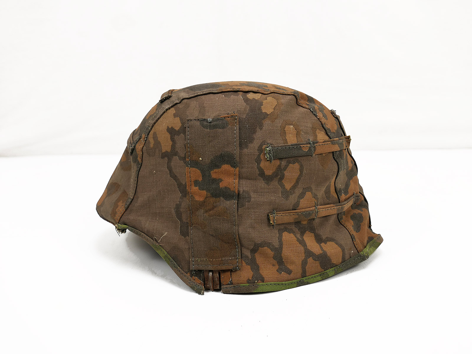 #W/ Oak Leaf SS steel helmet cover made from original camouflage fabric