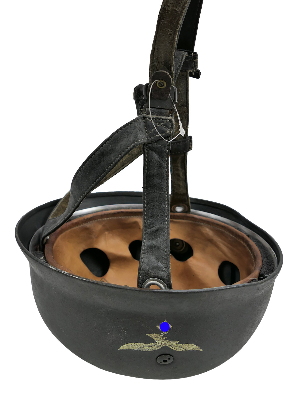 One-off item – Vintage camouflage paratrooper helmet, DD Stahlhelm M38, Luftwaffe paratrooper COLLECTION