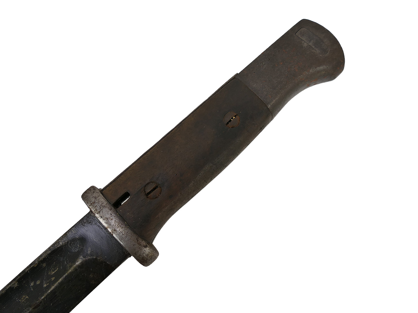SET: Wehrmacht M84/98 bayonet for the K98 carbine / sidearm with scabbard + belt loop – BATTLE WORN