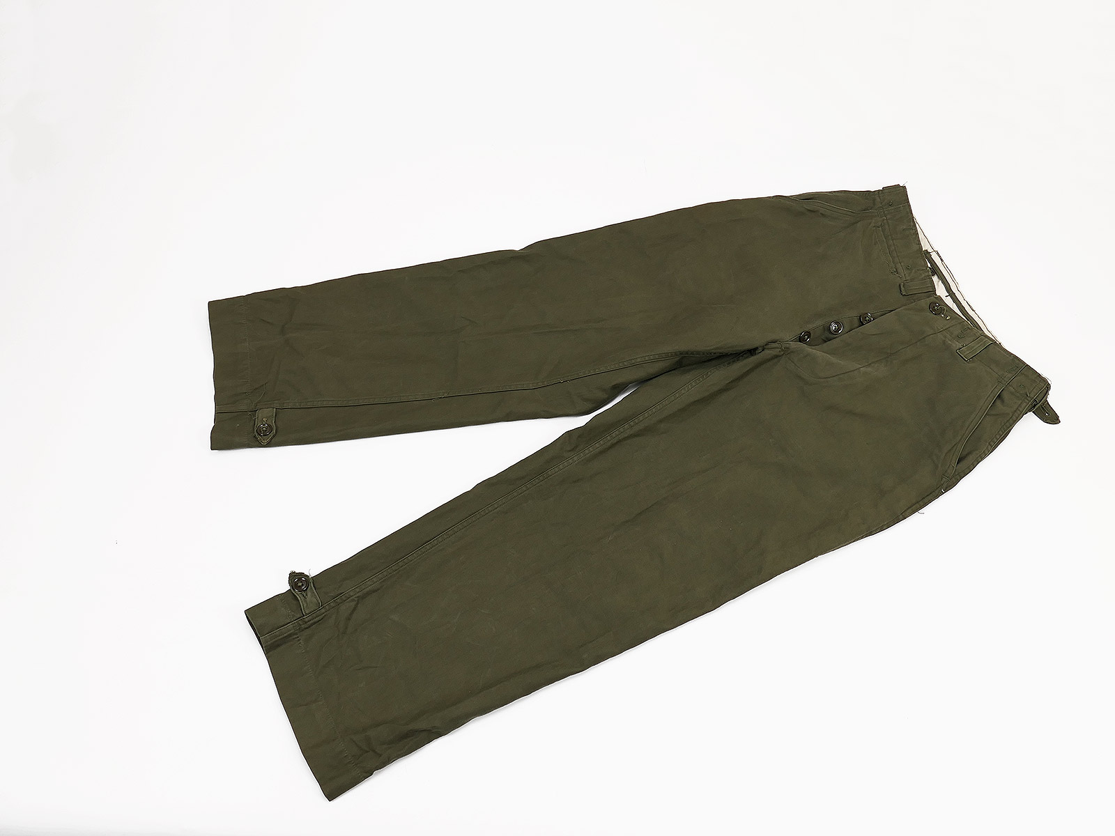 Single piece Original US WW2 M43 Trousers M1943 Field trousers Very nice / Collection BATTLE WORN