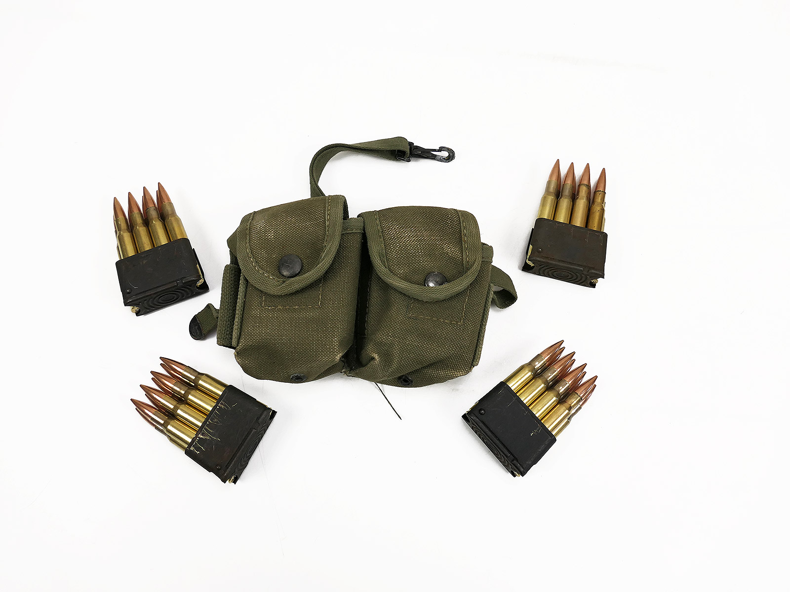 US Type Ammo En Bloc Alice Pouch with 4x Garand M1 Clips / 32 rounds .30-06 Ammo Pouch Hand Grenade Pouch